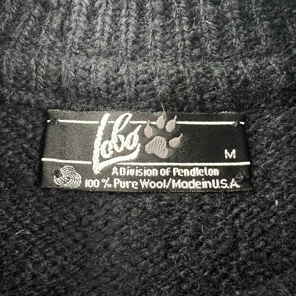 Lobo by Pendleton Vintage Pullover Henley Wool Sweater Size M black blue Stripe - Picture 3 of 6